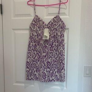 Zara Purple and White Printed Slip Dress